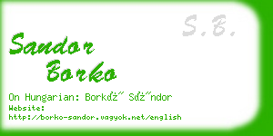 sandor borko business card